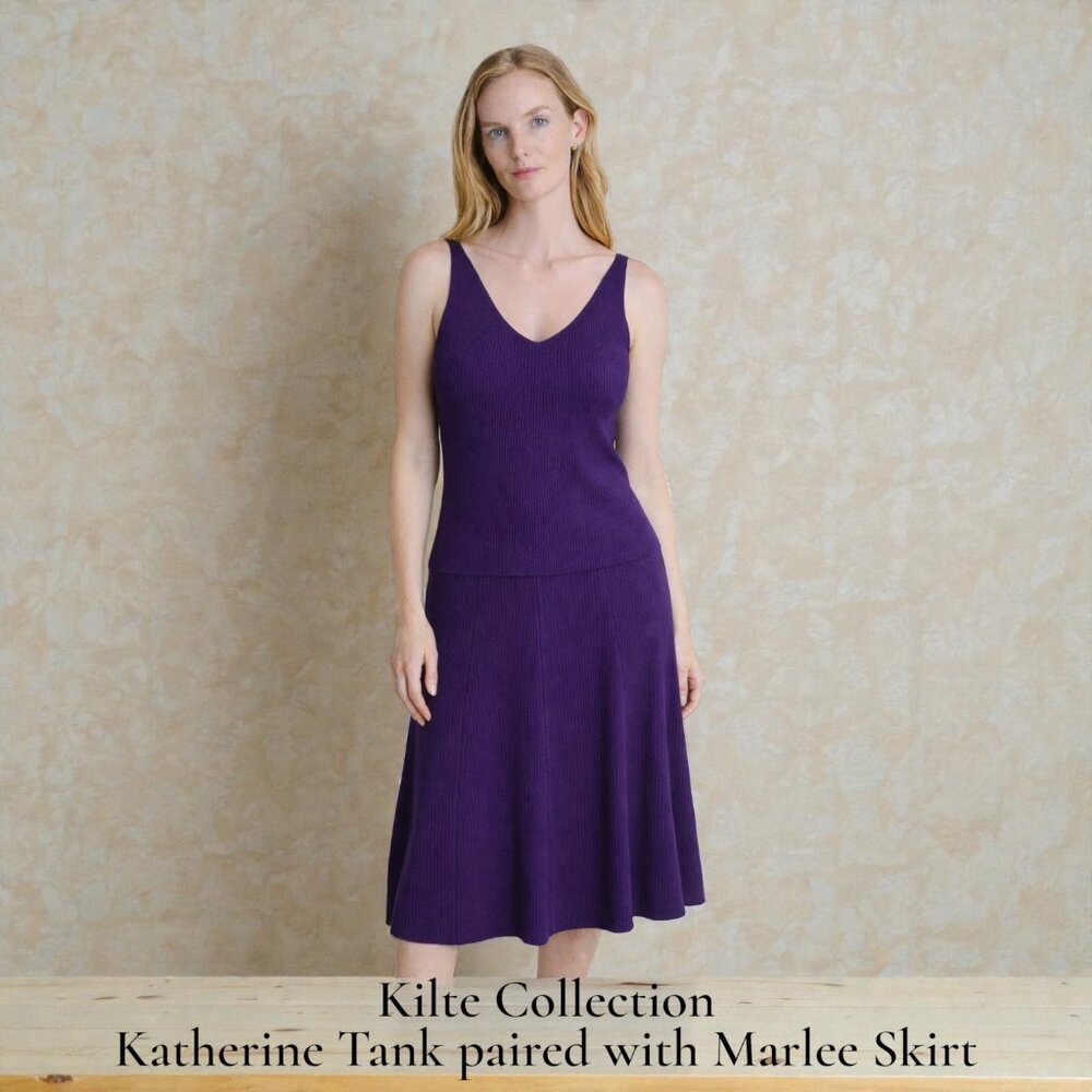 Kilte Collection The Katherine Rib Knit Tank Top size 3 L/XL Plum Purple Rayon - Picture 8 of 11